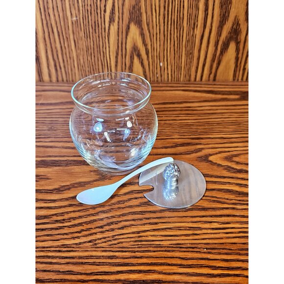 Williamsburg Virginia Handmade Sterling Silver & Glass Honey/Condiment Jar - Picture 6 of 7